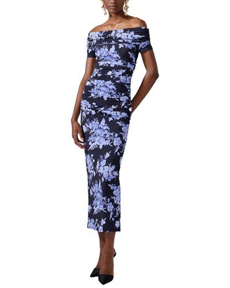 Carolina Herrera Off Shoulder Gathered Midi Dress