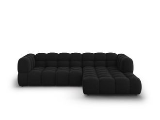 Cosmopolitan Design Sof&aacute; esquinero modular derecho 4 plazas de terciopelo negro
