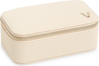 Nordstrom Initial Rectangular Jewelry Box in V- Cream- Gold at Nordstrom