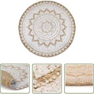 vidaXL vidaXL Tappeto mandala - Tappeto in Juta Intrecciata con Stampa 180 cm Rotondo