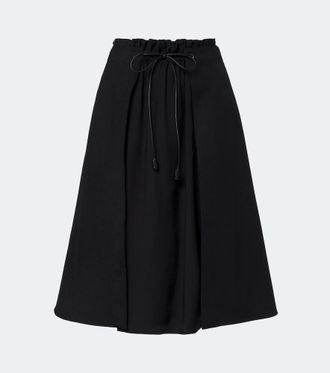 Moncler Gonna midi in lana vergine con pelle