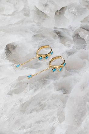 Native Gem Womens Sparkler Huggies Earring In Turquoise