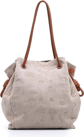 Loewe Pre-owned Womens Font Tote Canvas Bag - Light Grey Textile - One Size
