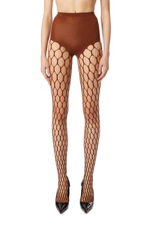 Diesel Stretchy mesh-knit tights - Shorts - Woman - Brown