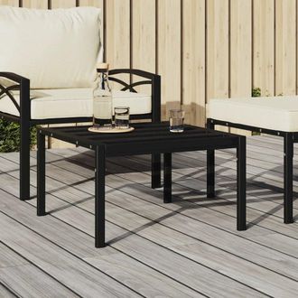 vidaXL Patio Coffee Table Black 23.6x23.6x13.8 Steel