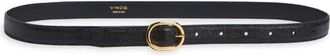 Vince Stitched Lizard Embossed Glazed Leather Belt in Black at Nordstrom, Size Large