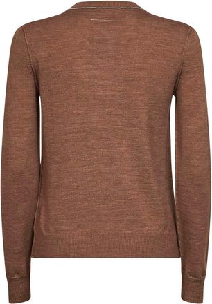 Maison Margiela Womens Wool-Blend Sweater Brown Virgin Wool