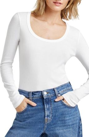 Splendid Faye Scoop Neck Long Sleeve T-Shirt in White at Nordstrom, Size X-Small