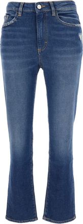 Icon Denim Los Angeles Blue Flared Jeans With Logo Patch On The Rear And Logo Detail On The Rear In Denim Woman