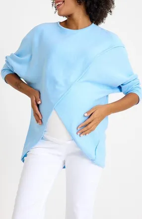 Accouch&eacute;e Let Loose Crossover Long Sleeve Maternity/Nursing Knit Top in Ice Blue at Nordstrom, Size X-Large