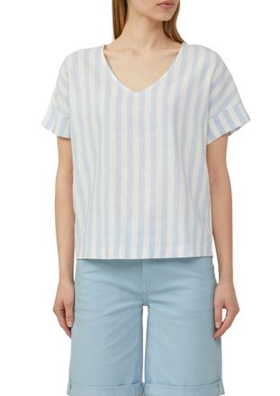 s.Oliver T-Shirt S.OLIVER, Damen, Gr. 42, blau (blau stripe), Obermaterial: 100% Baumwolle, gestreift, regular fit taillenbedeckt, V-Ausschnitt, Shirts T-Shirt