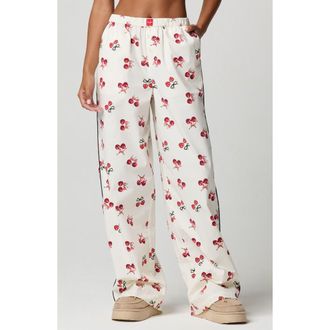 Florence By Mills Oversize Pajama Pants in White Cherry at Nordstrom, Size Xx-Small