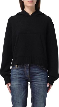 Palm Angels Cashmere Knitwear, female, Black, L, Luxurious Black Knit Hoodie