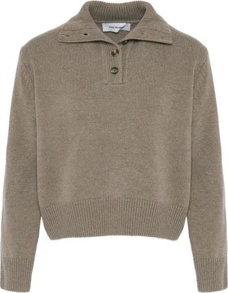 Yves Salomon Trui met hoge hals en knopen - Beige