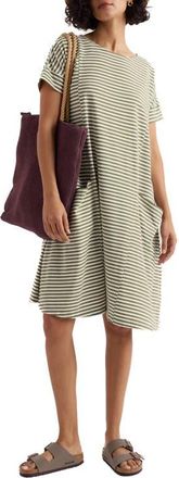 Seasalt Cornwall Mill Pool Stripe Organic Cotton Swing Dress in Pellitras Cypress at Nordstrom, Size 16