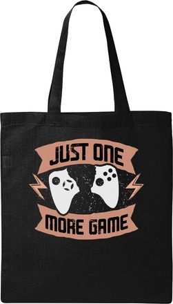 Generic Just One More Game Natural Ecological Cotton Tote Bag Black