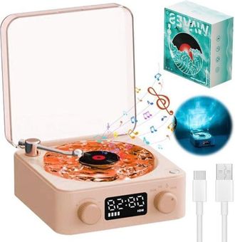 OEM Tocadiscos Iluminado Con Compatibilidad Bluetooth - Altavoz Bluetooth Aqua - Modo Tf/aux - Tocadiscos Ideal Para Uso Dom&eacute;stico (rosa)