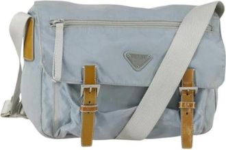 Prada Pre-owned Cross Body Bags, female, Blue, Size: ONE SIZE Pre-owned Nylon Cross Body Bag