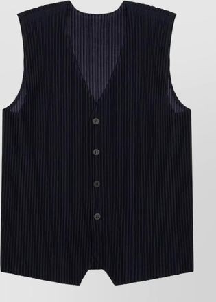 Homme Pliss&eacute; Issey Miyake sleeveless v neck ribbed knit top
