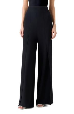 Akris Fellia Silk Georgette Wide Leg Pants in Black at Nordstrom, Size 12