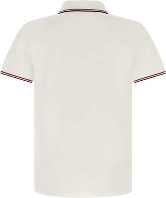 Moncler Tricolor-Striped Cotton Polo Shirt - White