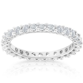 Pompeii3 1 Ct TDW Diamond Eternity Wedding Ring 10k White Gold