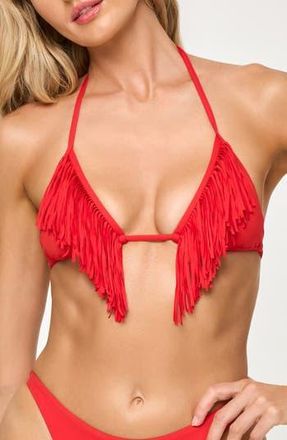 L*Space Sienna Fringe Triangle Bikini Top in Flame at Nordstrom Rack, Size X-Small