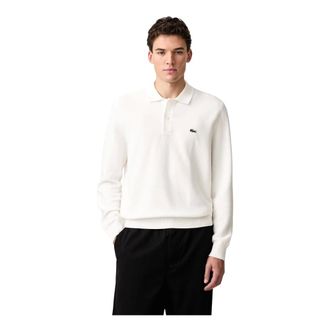 Lacoste Gebreide polo met lange mouwen - Heren - Truien - Beige - Maat: M Katoen