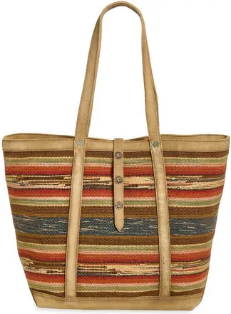 Ralph Lauren Suede Trim Jacquard Tote in Multi/beige at Nordstrom