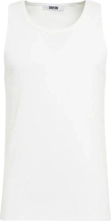 Mauro Grifoni Geribbelde tanktop met brede bandjes - Heren - Tops zonder mouwen - Wit - L - Katoen - Tops