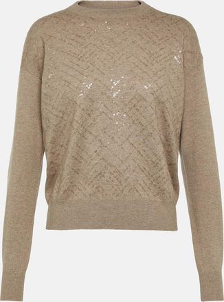Brunello Cucinelli Embellished wool, cashmere, and silk sweater