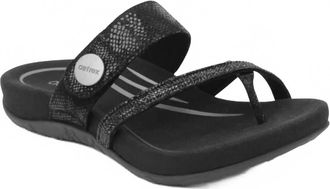 Aetrex Womens Izzy Adjustable Slide Sandal In Black Sparkle