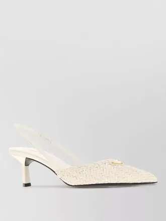 Prada leather mules pointed toe kitten heel slingback
