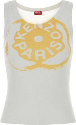Kenzo Boke Flower 2.0 Rib Tanktop - Dames - Tops zonder mouwen - Wit - L - Katoen - Tops