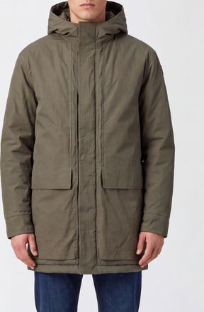 K-Way Parka lungo al ginocchio in nylon con cappuccio imbottito