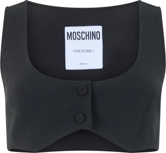 Moschino Cropped Top met Knopen Vooraan - Dames - Tops zonder mouwen - Zwart - S - Polyester - Tops