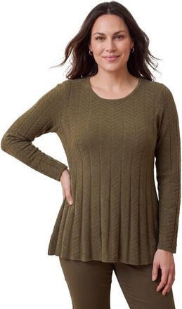 Jessica London Chevron Fit & Flare Sweater in Dark Olive Green at Nordstrom, Size 20