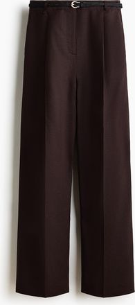 H&M Hose aus Leinengemisch mit G&uuml;rtel - Dunkelbraun