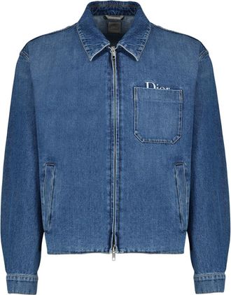 Dior Denim Jacket met Borduursel - Heren - Spijkerjassen - Blauw - L - Denim - Jassen