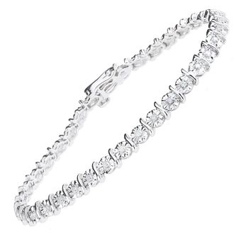 Diamant L'&eacute;ternel Womens 9ct White Gold Diamond Tennis Bracelet - One Size