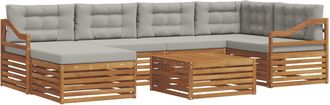 vidaXL Conjunto De Sof&aacute;s De Exterior 7 Uds. Gris Natural Y Claro Vidaxl