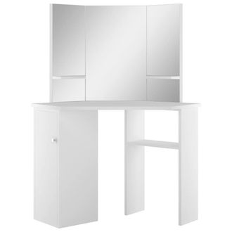 Berkfield Home Corner Dressing Table Cosmetic Table Make-up Table White