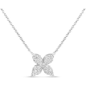 House of Brilliance 10K White Gold 1/2 Cttw Diamond Marquise Shaped 4 Leaf Clover Pendant Necklace at Nordstrom