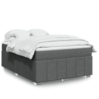 vidaXL Cama Box Spring Con Colch&oacute;n Tela Gris Oscuro 140x190 Cm Vidaxl