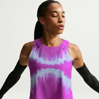 Nike Womens AeroSwift Dri-FIT ADV Cropped Running Tank Top in Purple | IO1724-551