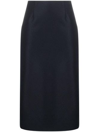 Maison Margiela A-line twill midi skirt - women - Silk/Acetate/Polyamide/Wool - 36 - Blue