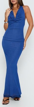 Princess Polly Jazminah Halter Cowl Neck Maxi Dress in Royal Blue at Nordstrom, Size 0