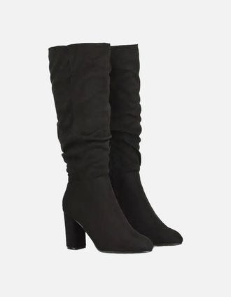 XY London Womens XY London Womens/Ladies Alana Ruched Knee-High Boots - Black - Size: 5