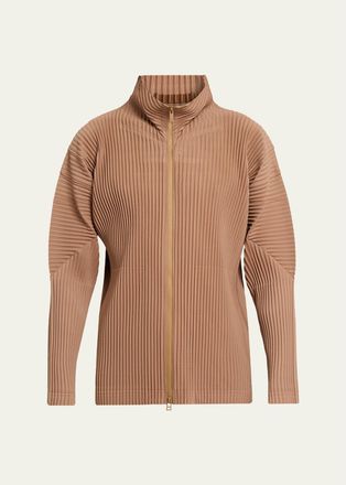 Homme Pliss&eacute; Issey Miyake Mens Pleated Full-Zip Jacket