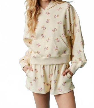 Peach Love California Teddy Hoodie Lounge Set In Butter Yellow
